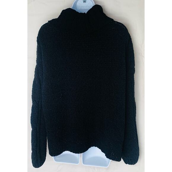 Seven 7 Sweater Medium Womens Black Pullover Long Sleeve Turtle Neck Cable Knit - Picture 4 of 12